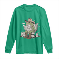 Funny Cowboy Frog Long Sleeve Shirt Not Now Partner My Tummy Hurts - Wonder Print Shop