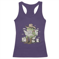 Funny Cowboy Frog Racerback Tank Top Not Now Partner My Tummy Hurts - Wonder Print Shop