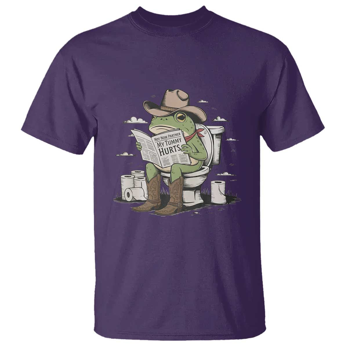 Funny Cowboy Frog T Shirt Not Now Partner My Tummy Hurts - Wonder Print Shop
