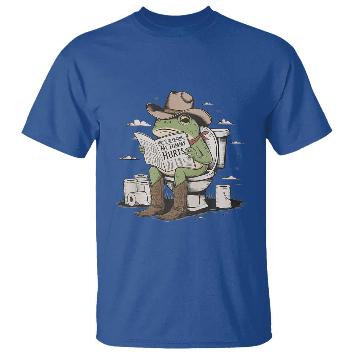 Funny Cowboy Frog T Shirt Not Now Partner My Tummy Hurts - Wonder Print Shop