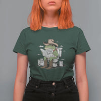 Funny Cowboy Frog T Shirt For Women Not Now Partner My Tummy Hurts - Wonder Print Shop