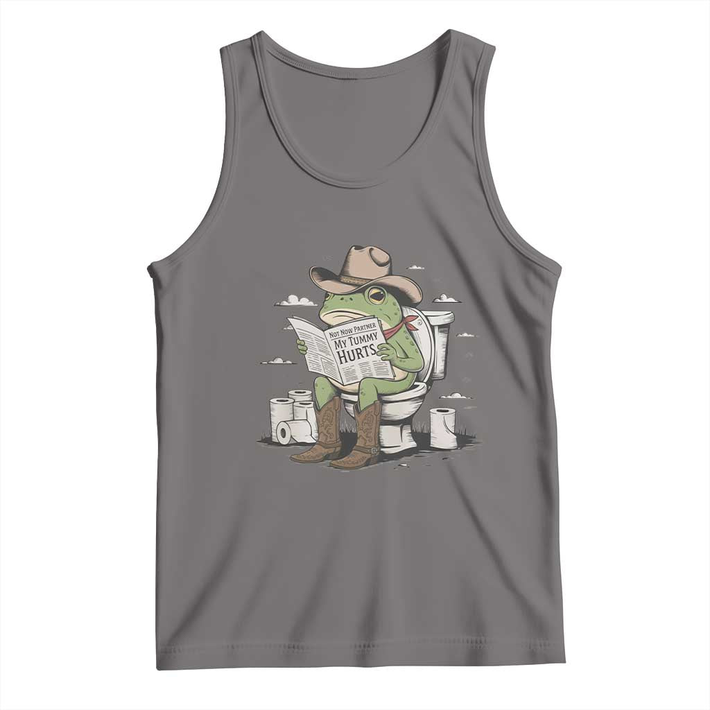 Funny Cowboy Frog Tank Top Not Now Partner My Tummy Hurts - Wonder Print Shop