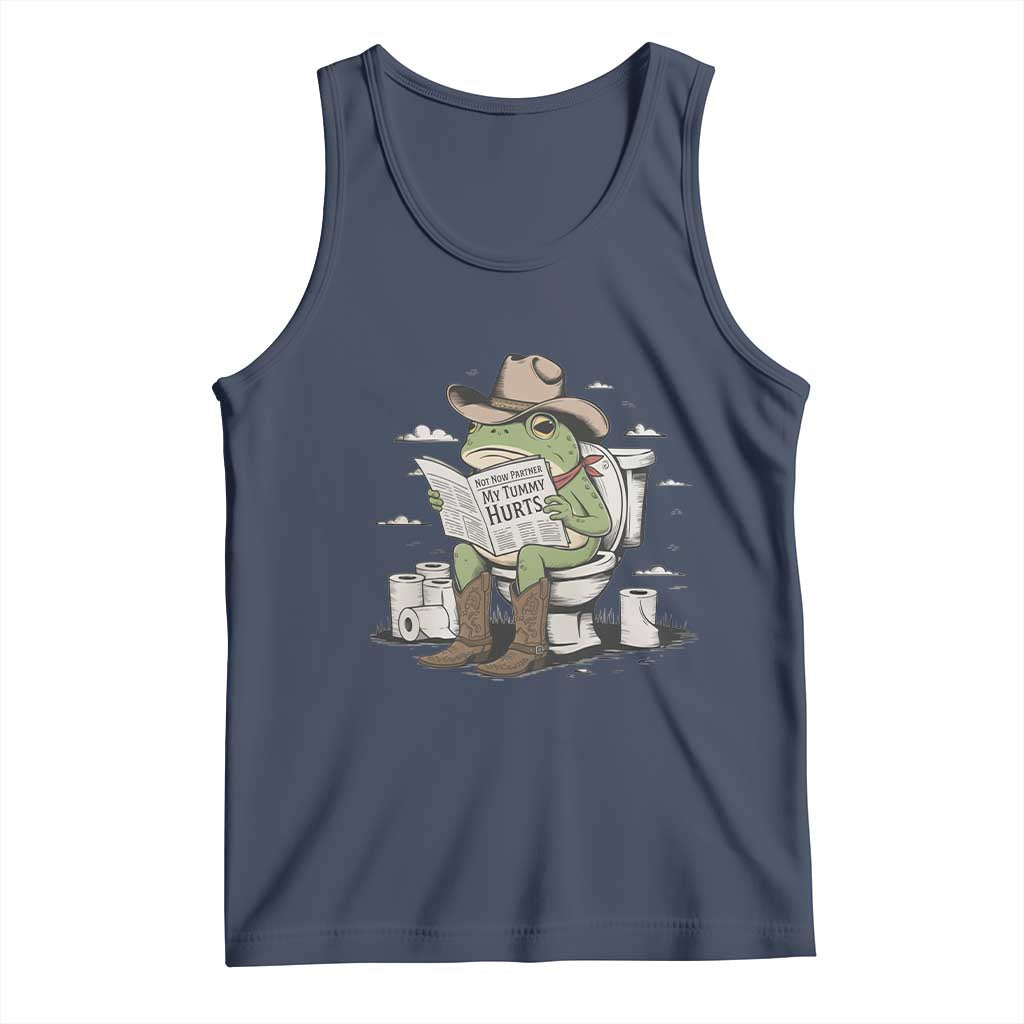 Funny Cowboy Frog Tank Top Not Now Partner My Tummy Hurts - Wonder Print Shop