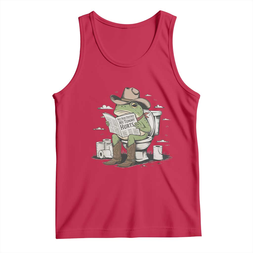 Funny Cowboy Frog Tank Top Not Now Partner My Tummy Hurts - Wonder Print Shop