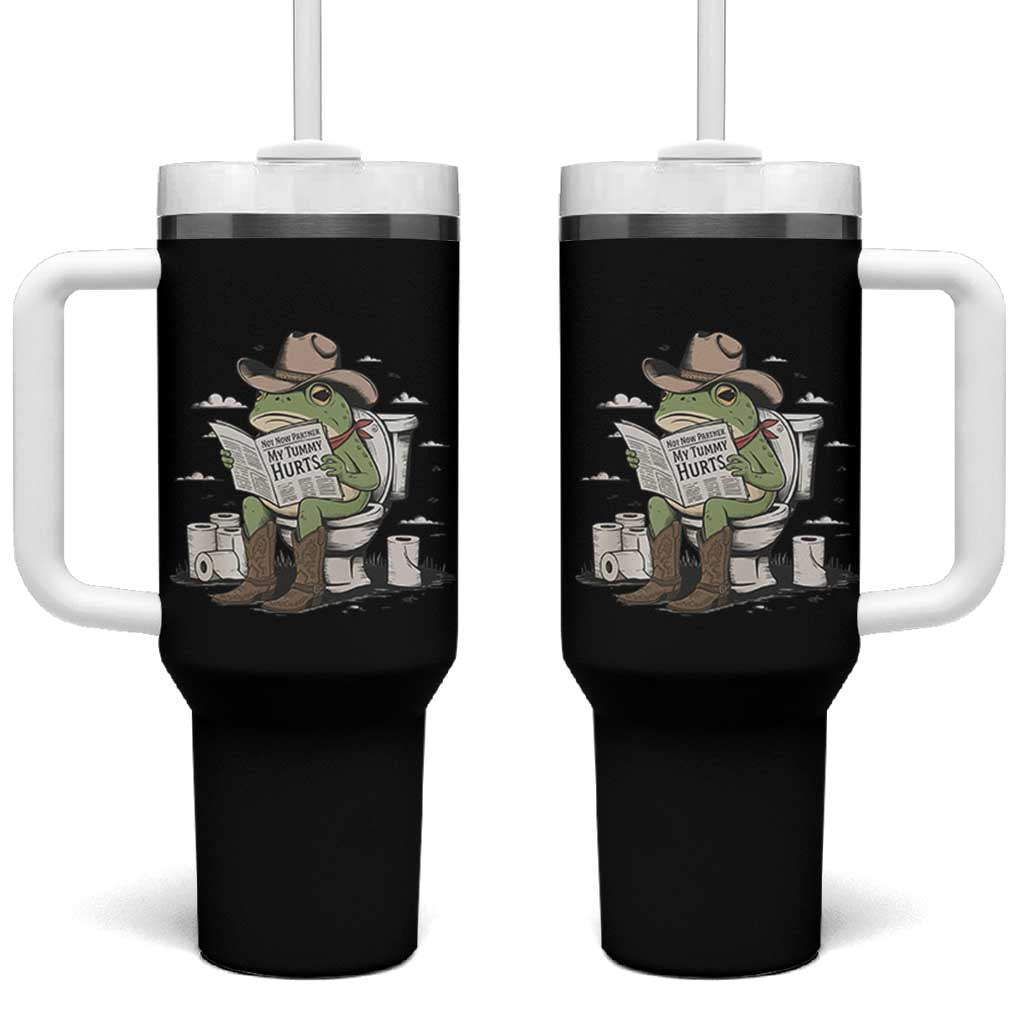 Funny Cowboy Frog Tumbler With Handle Not Now Partner My Tummy Hurts