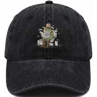 Funny Cowboy Frog Washed Cotton Baseball Cap Not Now Partner My Tummy Hurts