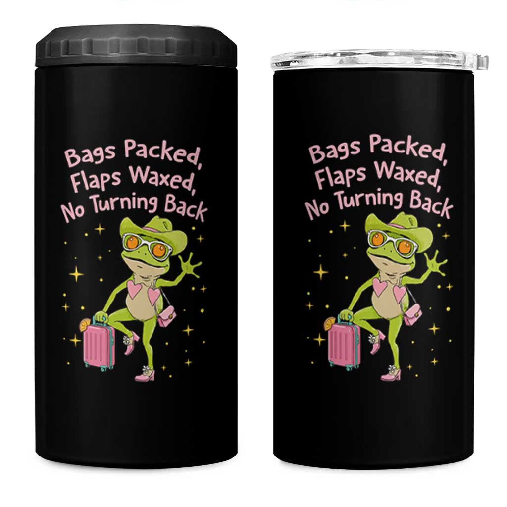 Funny Girls Trip Frog 4 in 1 Can Cooler Tumbler Bags Packed Flaps Waxed