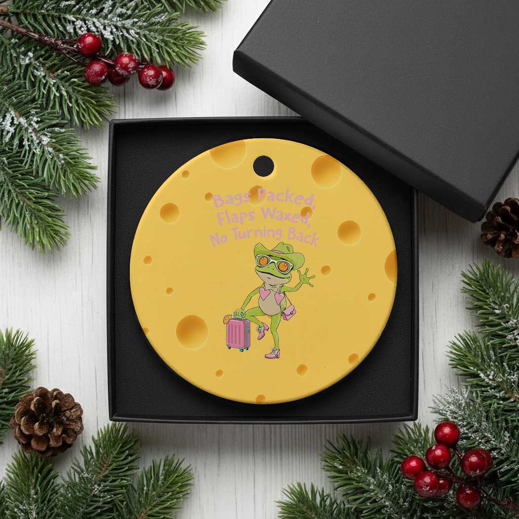 Funny Girls Trip Frog Ceramic Ornament Bags Packed Flaps Waxed - Wonder Print Shop