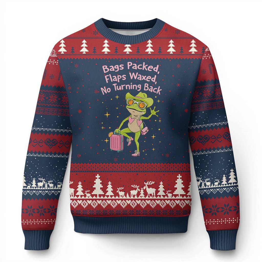 Funny Girls Trip Frog Ugly Christmas Sweater Bags Packed Flaps Waxed - Wonder Print Shop