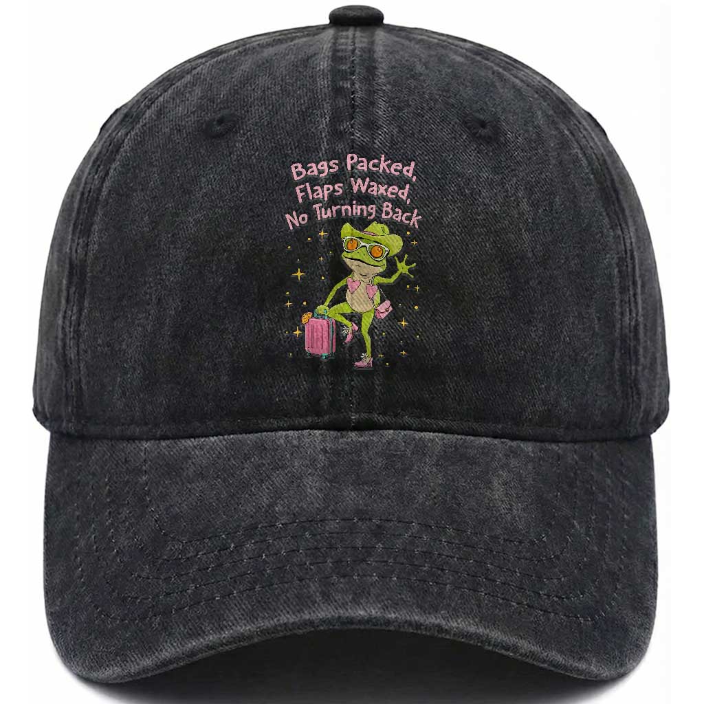 Funny Girls Trip Frog Washed Cotton Baseball Cap Bags Packed Flaps Waxed