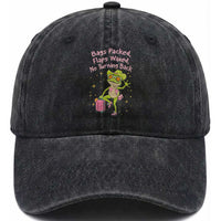 Funny Girls Trip Frog Washed Cotton Baseball Cap Bags Packed Flaps Waxed