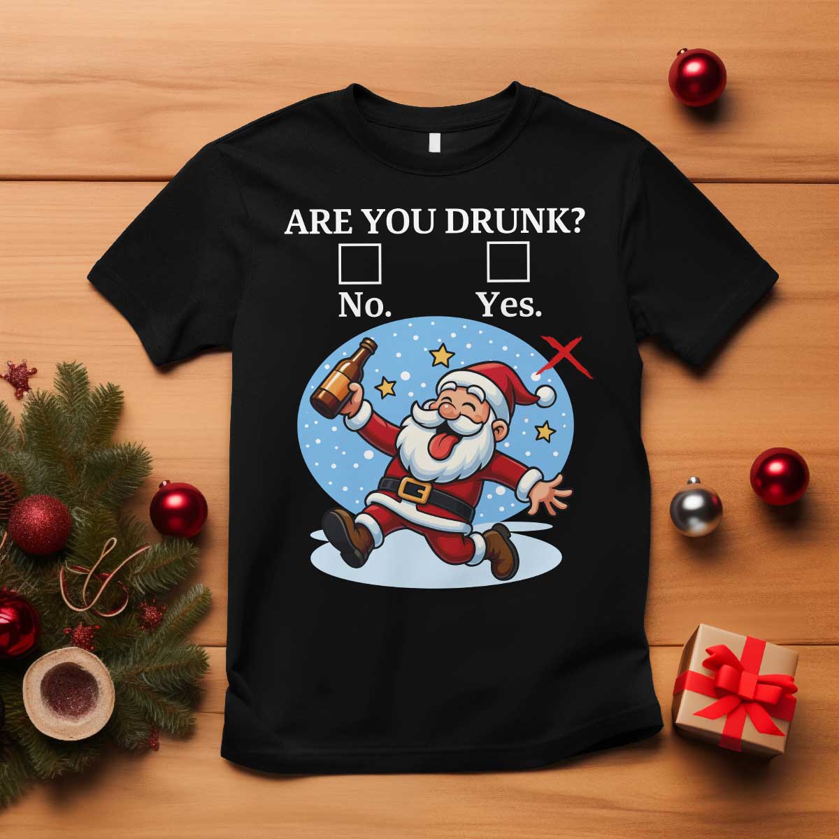 Funny Christmas Drinking T Shirt Are you Drunk Santa - Wonder Print Shop