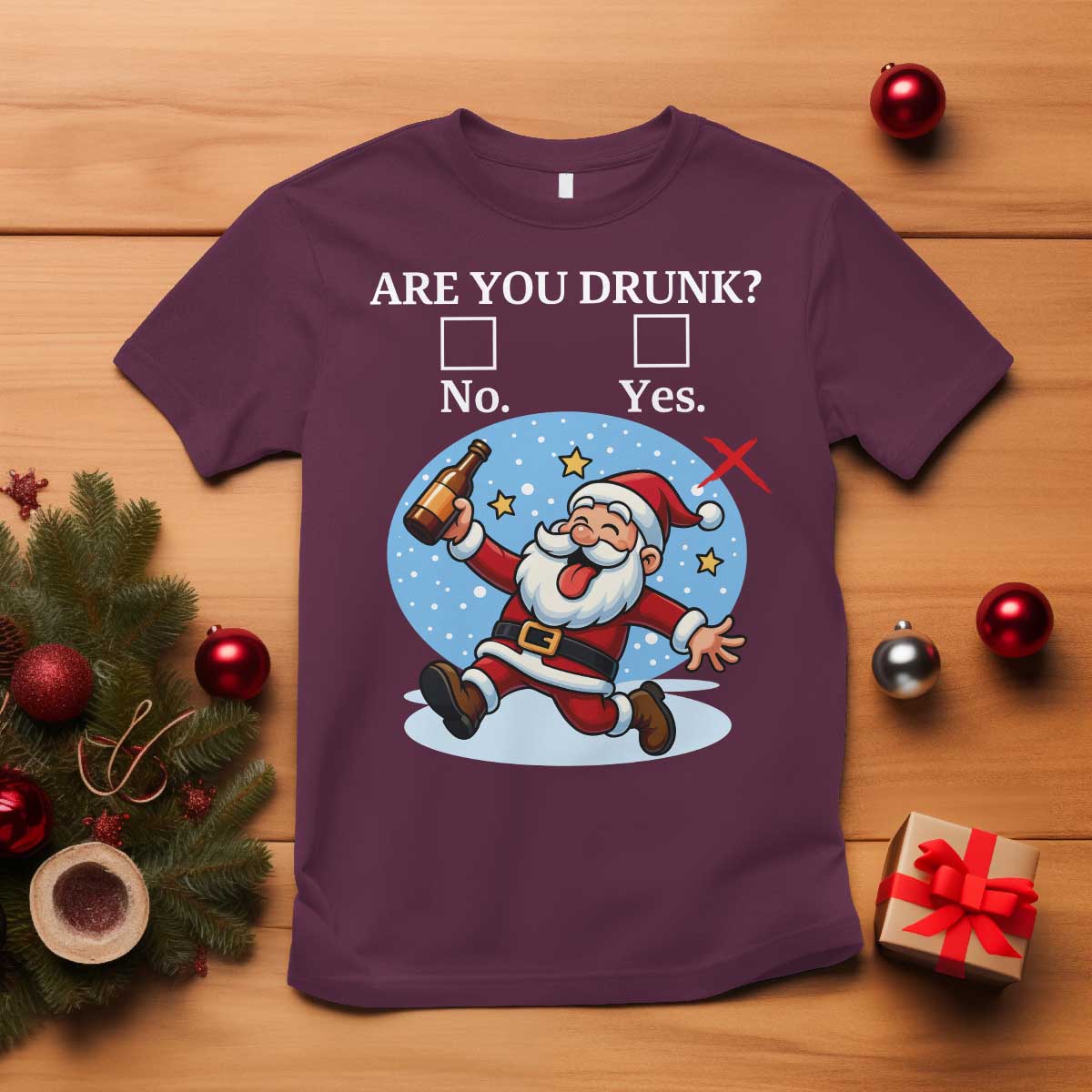 Funny Christmas Drinking T Shirt Are you Drunk Santa - Wonder Print Shop
