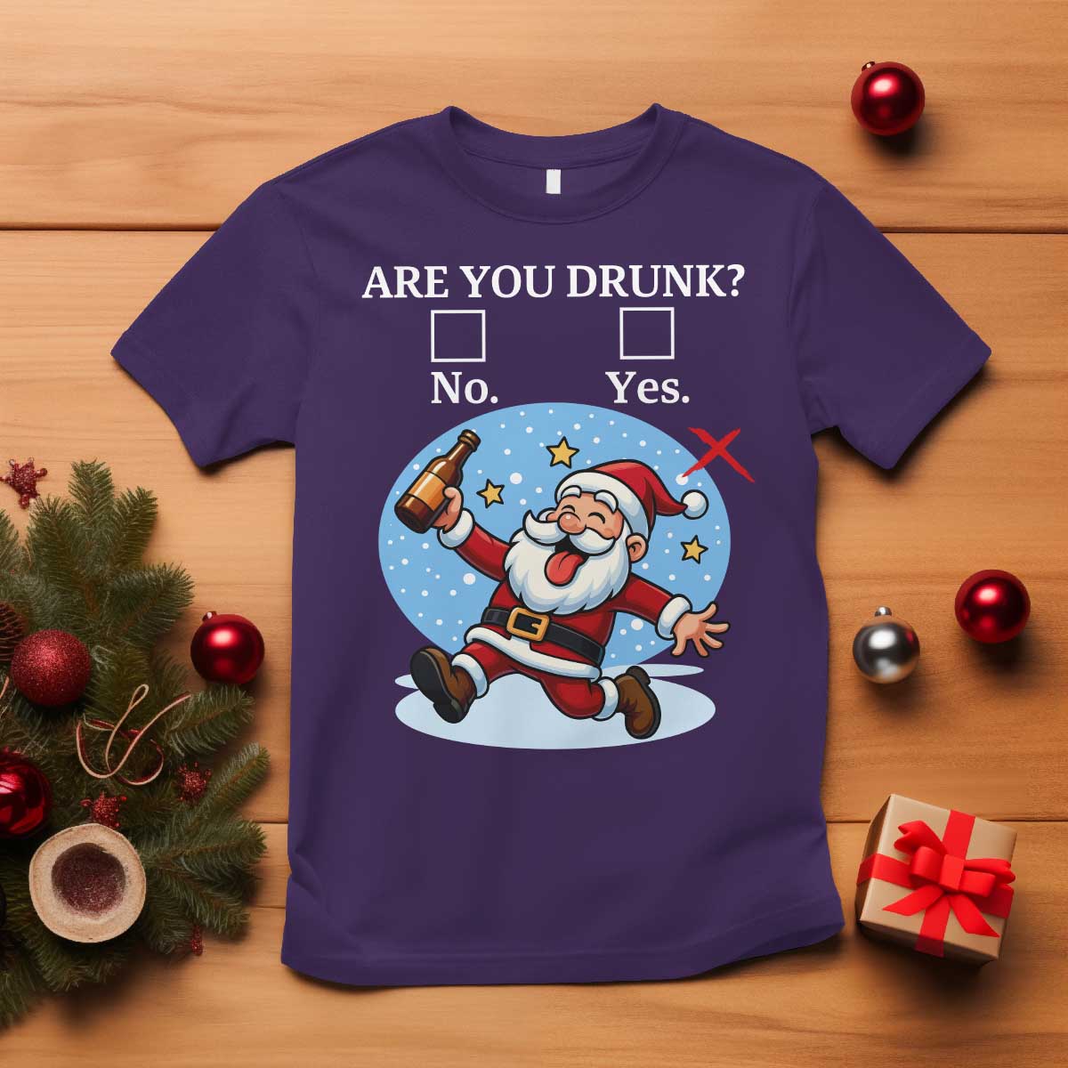Funny Christmas Drinking T Shirt Are you Drunk Santa - Wonder Print Shop