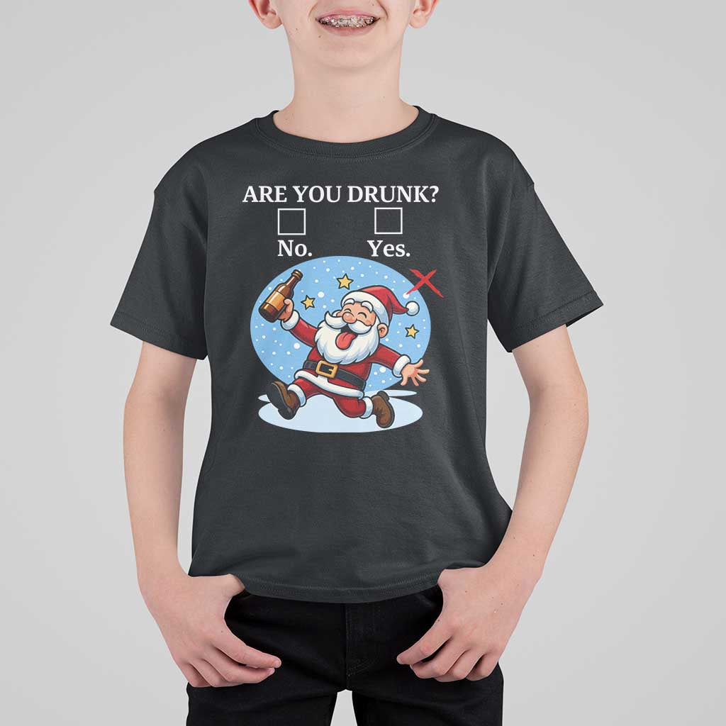 Funny Christmas Drinking T Shirt For Kid Are you Drunk Santa - Wonder Print Shop