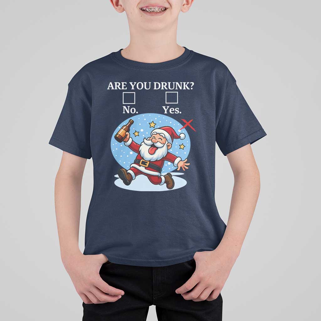 Funny Christmas Drinking T Shirt For Kid Are you Drunk Santa - Wonder Print Shop