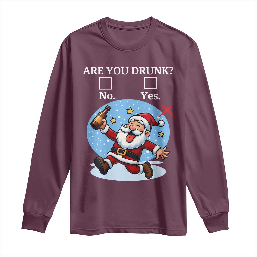 Funny Christmas Drinking Long Sleeve Shirt Are you Drunk Santa - Wonder Print Shop