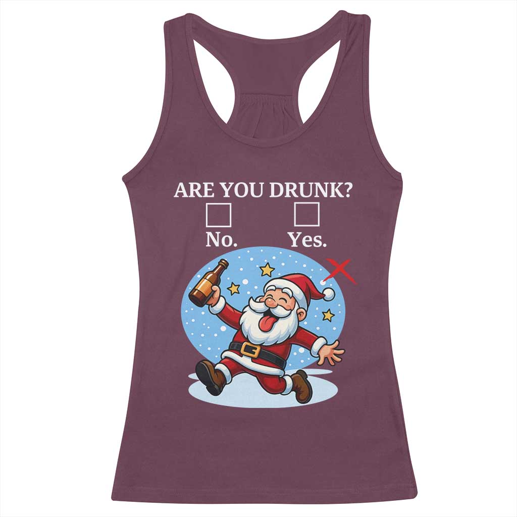 Funny Christmas Drinking Racerback Tank Top Are you Drunk Santa - Wonder Print Shop