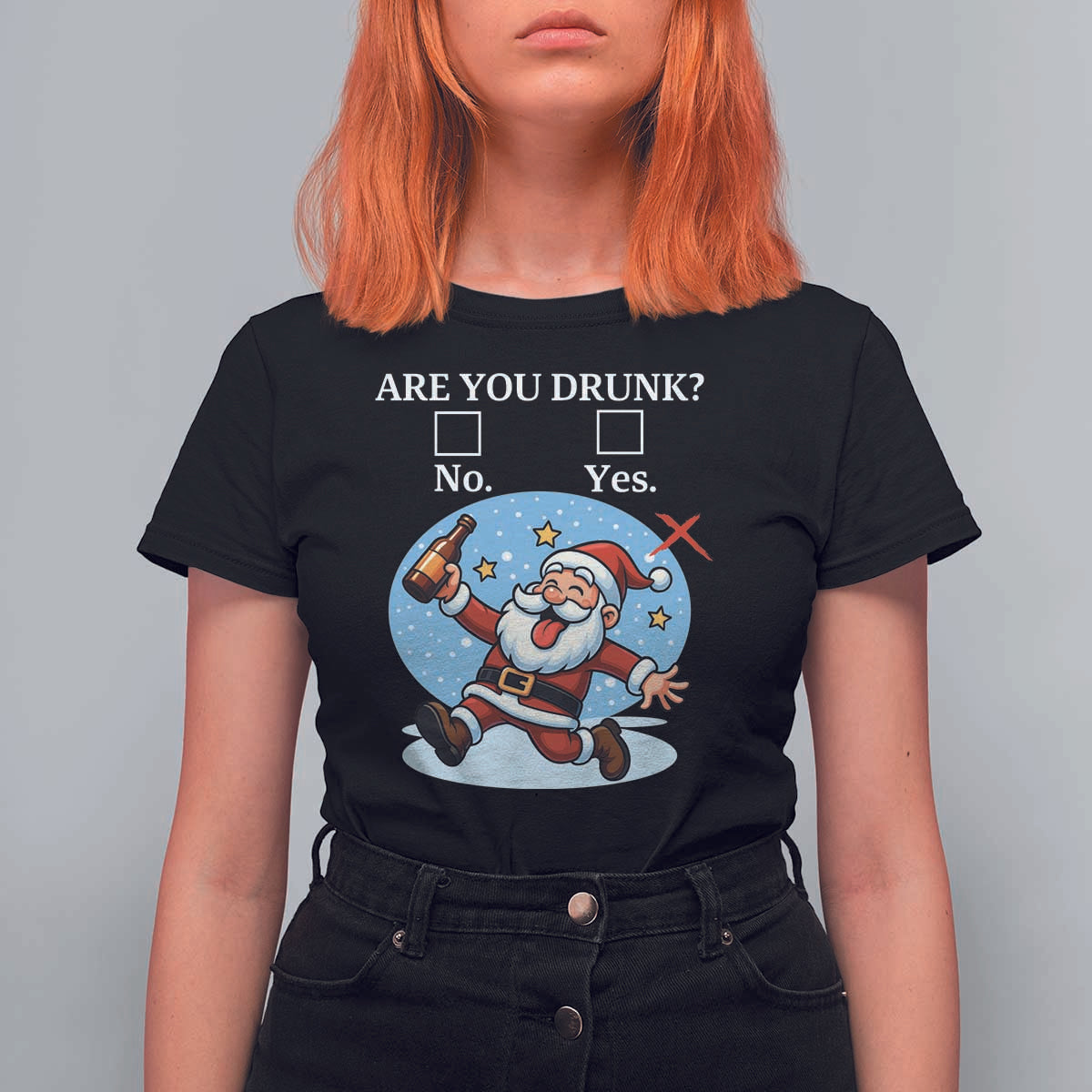 Funny Christmas Drinking T Shirt For Women Are you Drunk Santa - Wonder Print Shop