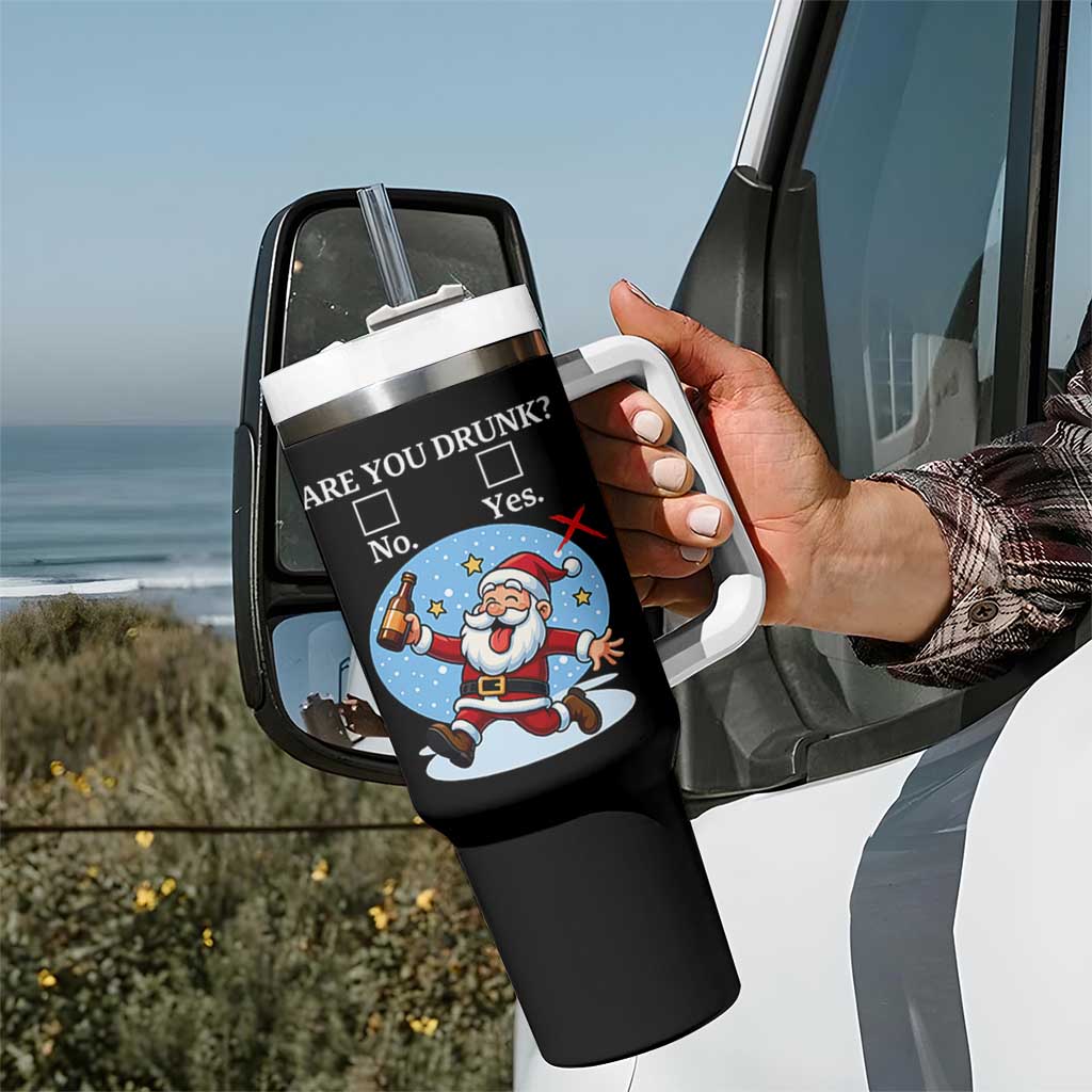 Funny Christmas Drinking Tumbler With Handle Are you Drunk Santa