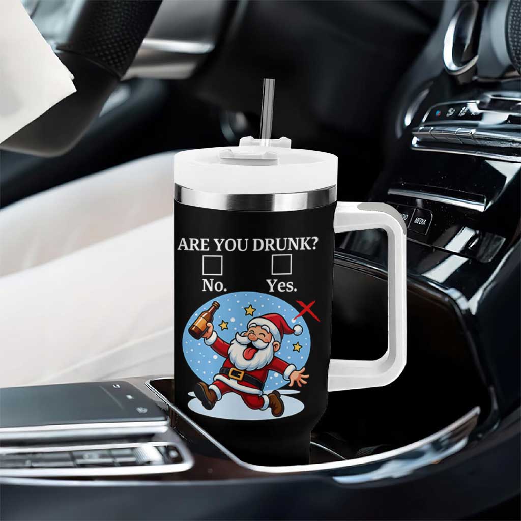 Funny Christmas Drinking Tumbler With Handle Are you Drunk Santa