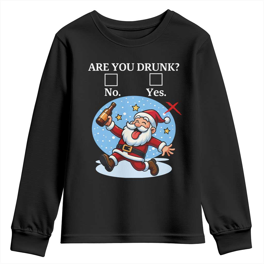 Funny Christmas Drinking Youth Sweatshirt Are you Drunk Santa - Wonder Print Shop
