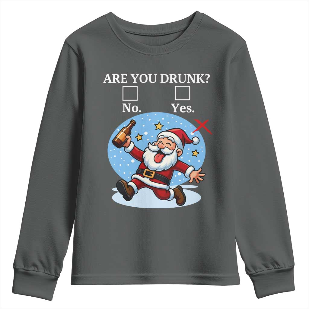 Funny Christmas Drinking Youth Sweatshirt Are you Drunk Santa - Wonder Print Shop