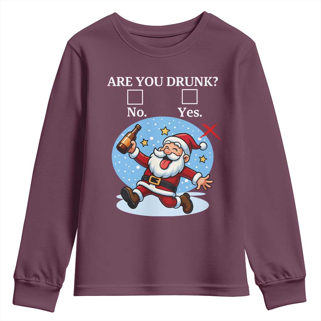 Funny Christmas Drinking Youth Sweatshirt Are you Drunk Santa - Wonder Print Shop