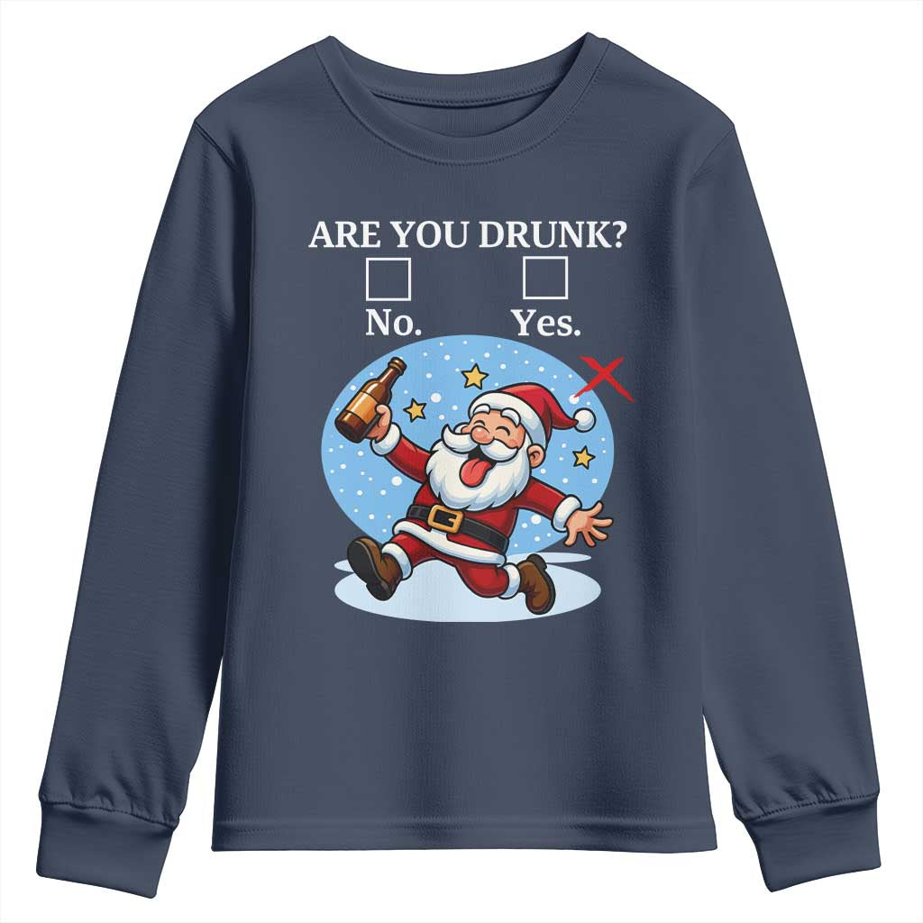 Funny Christmas Drinking Youth Sweatshirt Are you Drunk Santa - Wonder Print Shop