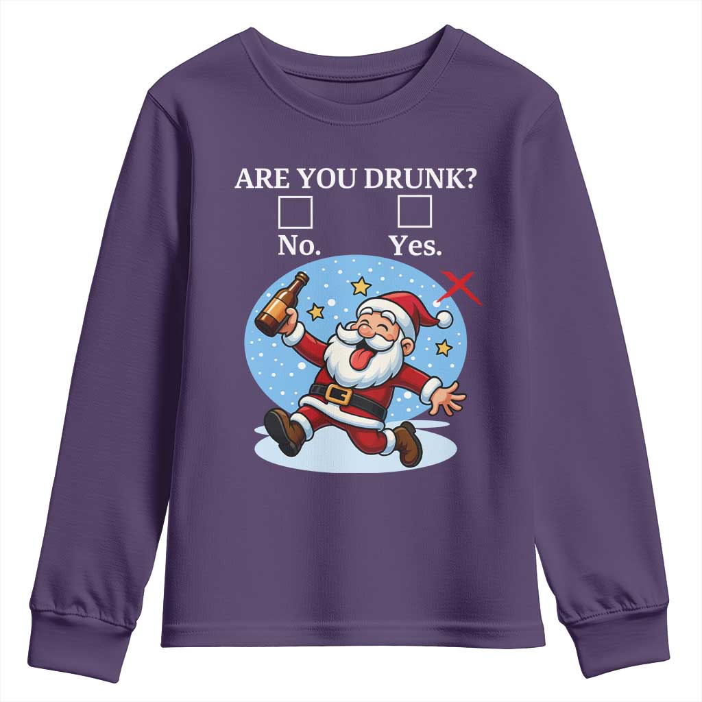 Funny Christmas Drinking Youth Sweatshirt Are you Drunk Santa - Wonder Print Shop
