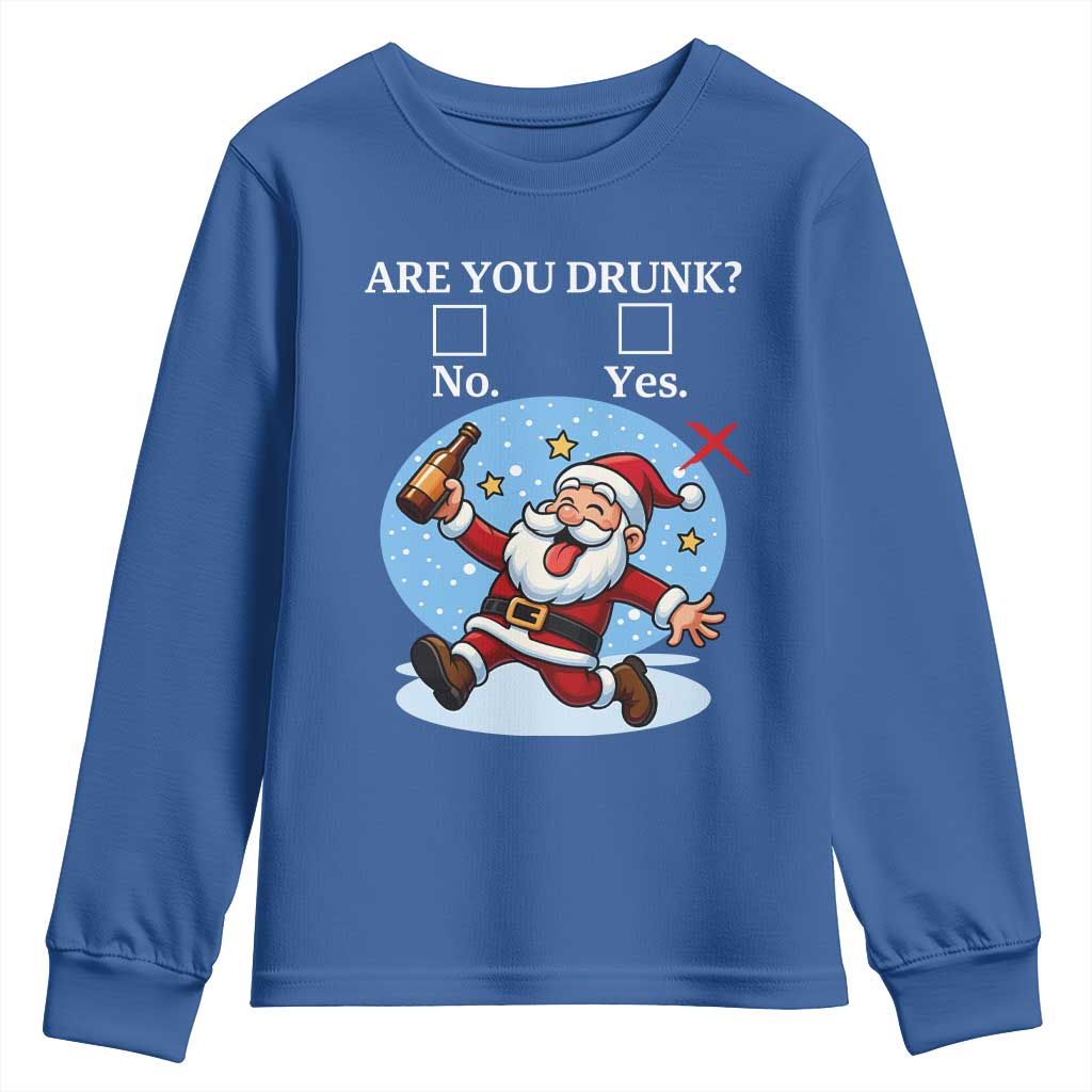 Funny Christmas Drinking Youth Sweatshirt Are you Drunk Santa - Wonder Print Shop