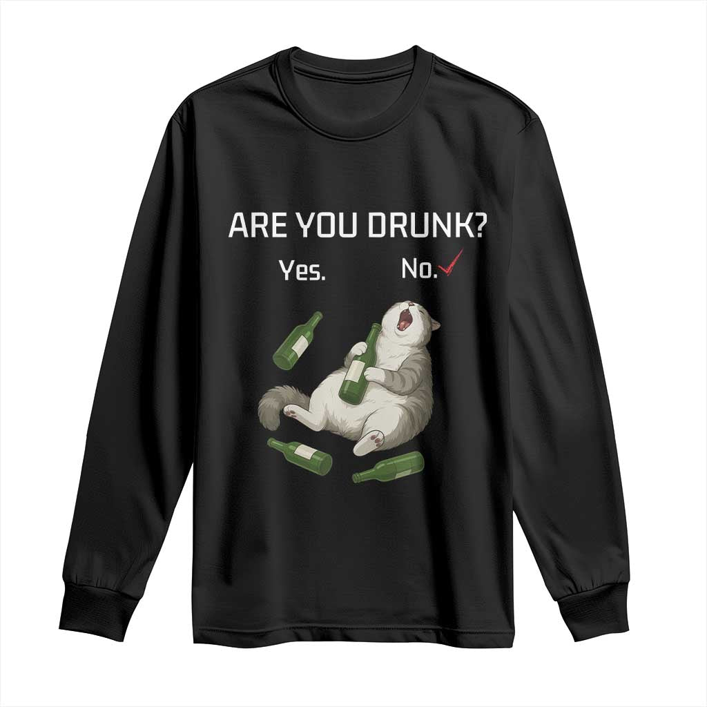 Cat Lover Humor Long Sleeve Shirt Are You Drunk Funny Beer Gift - Wonder Print Shop