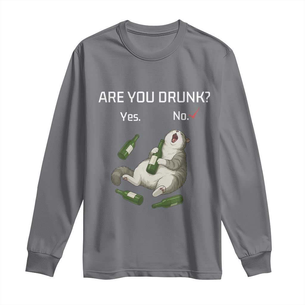 Cat Lover Humor Long Sleeve Shirt Are You Drunk Funny Beer Gift - Wonder Print Shop