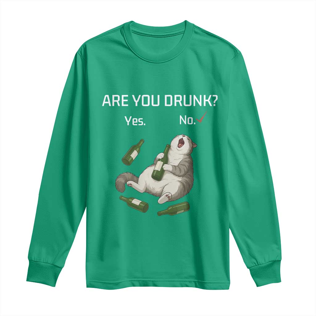 Cat Lover Humor Long Sleeve Shirt Are You Drunk Funny Beer Gift - Wonder Print Shop