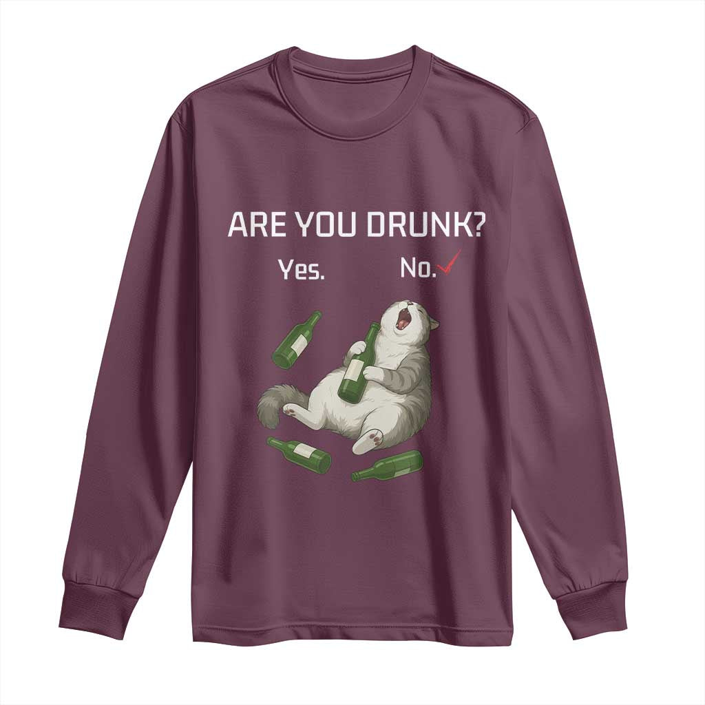 Cat Lover Humor Long Sleeve Shirt Are You Drunk Funny Beer Gift - Wonder Print Shop