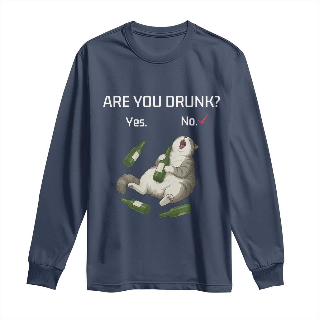 Cat Lover Humor Long Sleeve Shirt Are You Drunk Funny Beer Gift - Wonder Print Shop