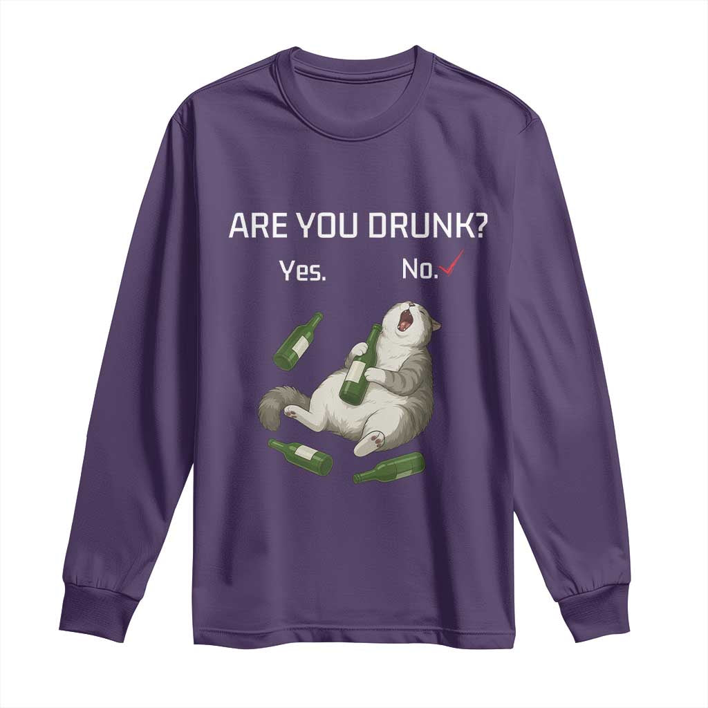 Cat Lover Humor Long Sleeve Shirt Are You Drunk Funny Beer Gift - Wonder Print Shop