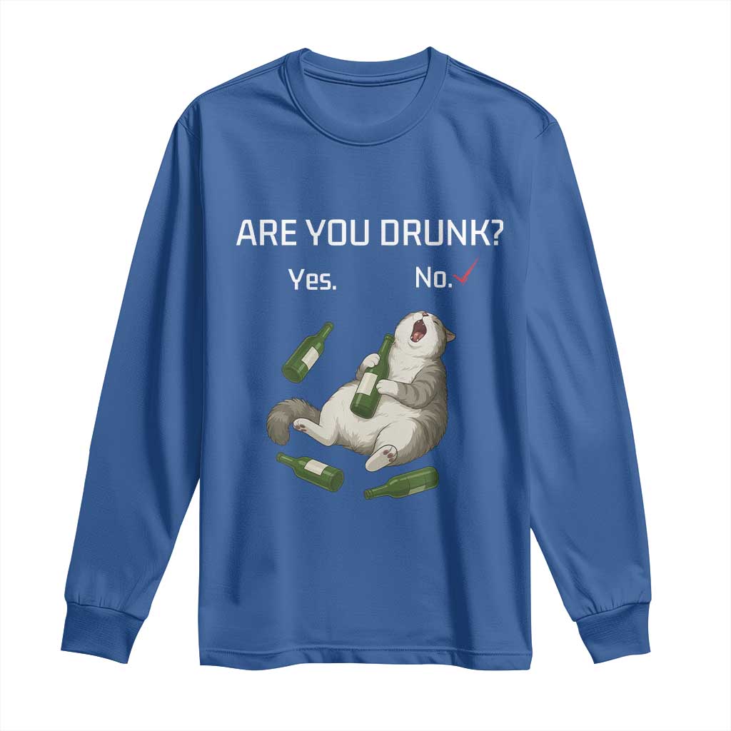 Cat Lover Humor Long Sleeve Shirt Are You Drunk Funny Beer Gift - Wonder Print Shop