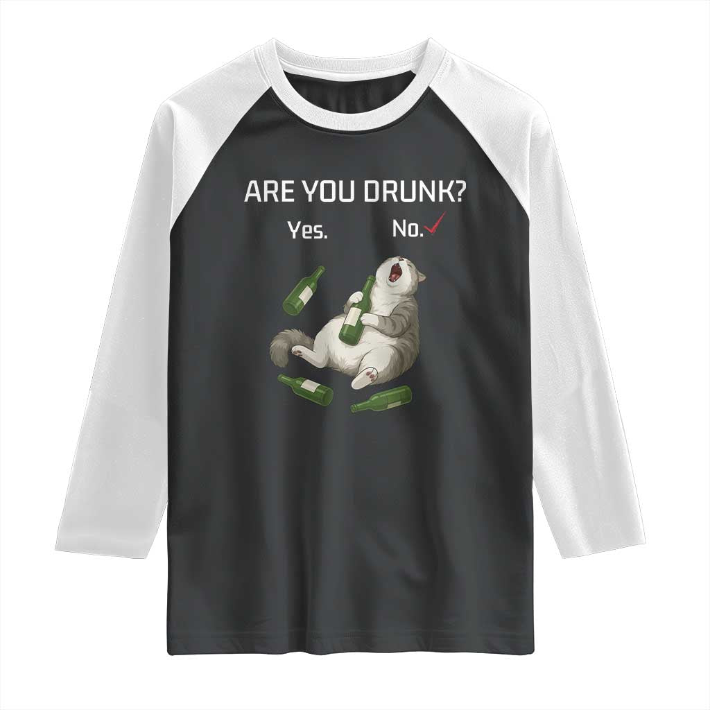 Cat Lover Humor Raglan Shirt Are You Drunk Funny Beer Gift - Wonder Print Shop