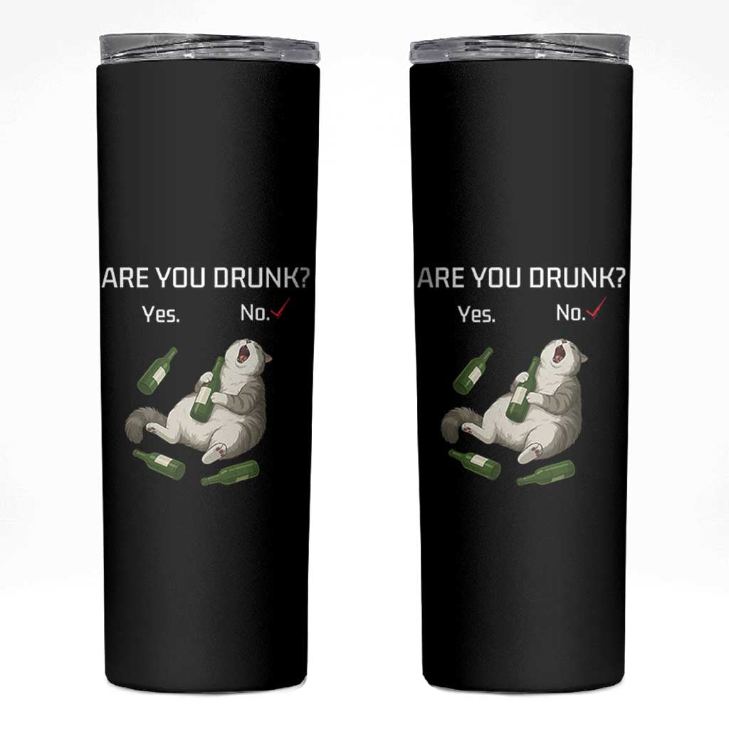 Cat Lover Humor Skinny Tumbler Are You Drunk Funny Beer Gift