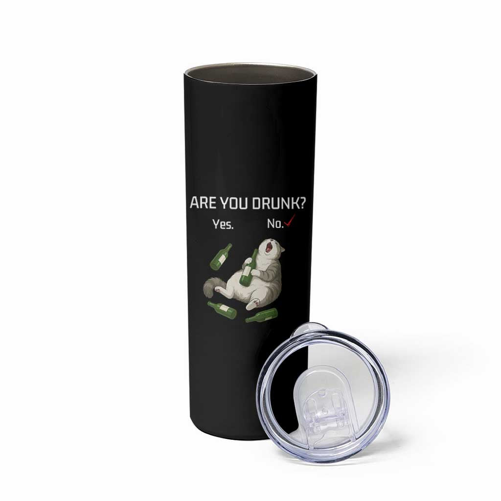 Cat Lover Humor Skinny Tumbler Are You Drunk Funny Beer Gift
