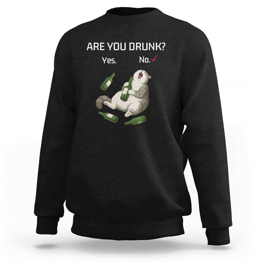 Cat Lover Humor Sweatshirt Are You Drunk Funny Beer Gift - Wonder Print Shop