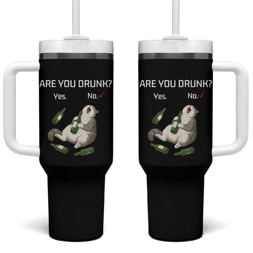 Cat Lover Humor Tumbler With Handle Are You Drunk Funny Beer Gift