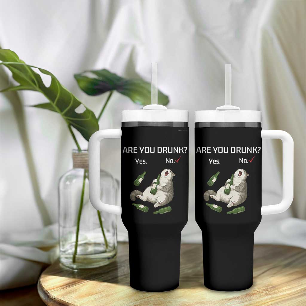 Cat Lover Humor Tumbler With Handle Are You Drunk Funny Beer Gift