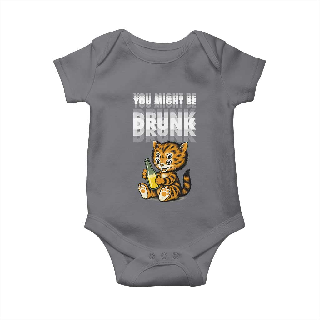 Funny Cat Drinking Beer Baby Onesie You Might Be Drunk - Wonder Print Shop