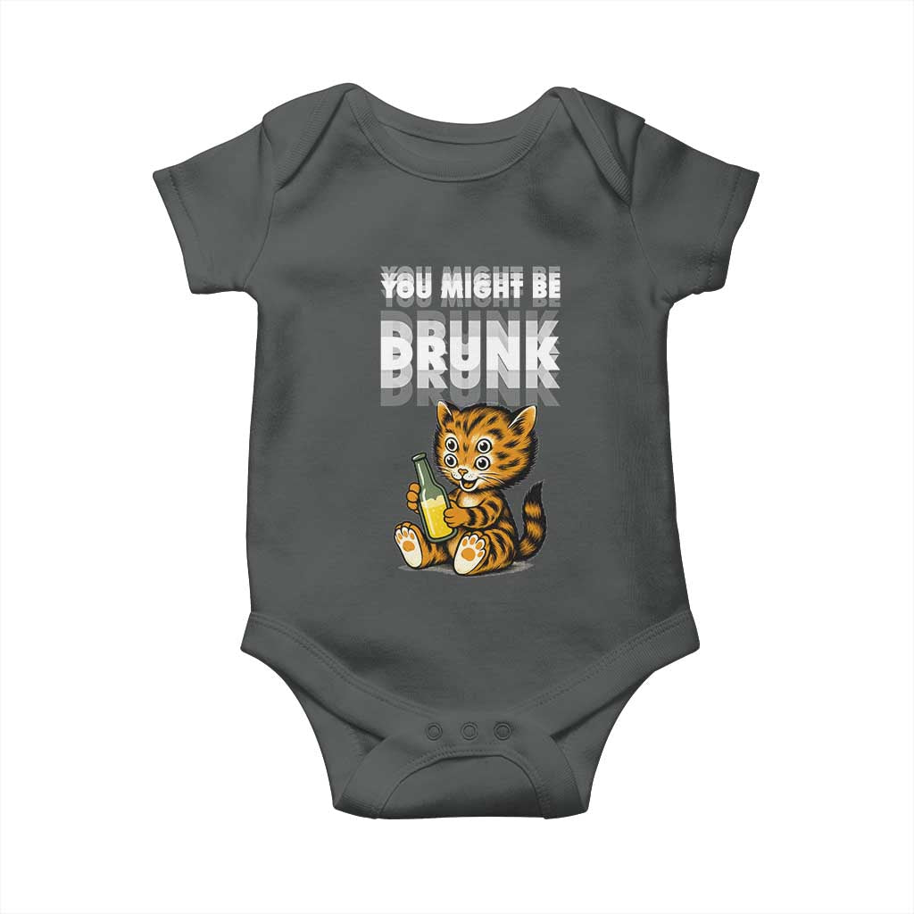 Funny Cat Drinking Beer Baby Onesie You Might Be Drunk - Wonder Print Shop