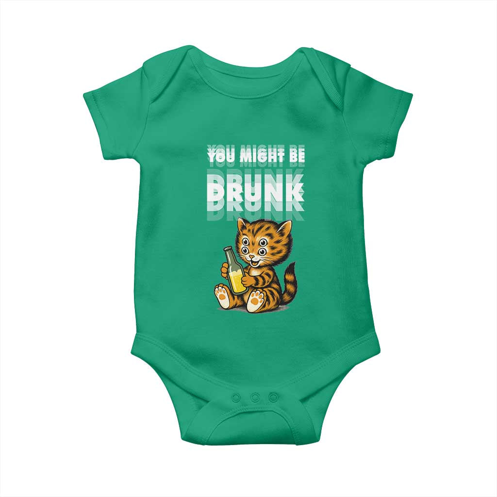 Funny Cat Drinking Beer Baby Onesie You Might Be Drunk - Wonder Print Shop
