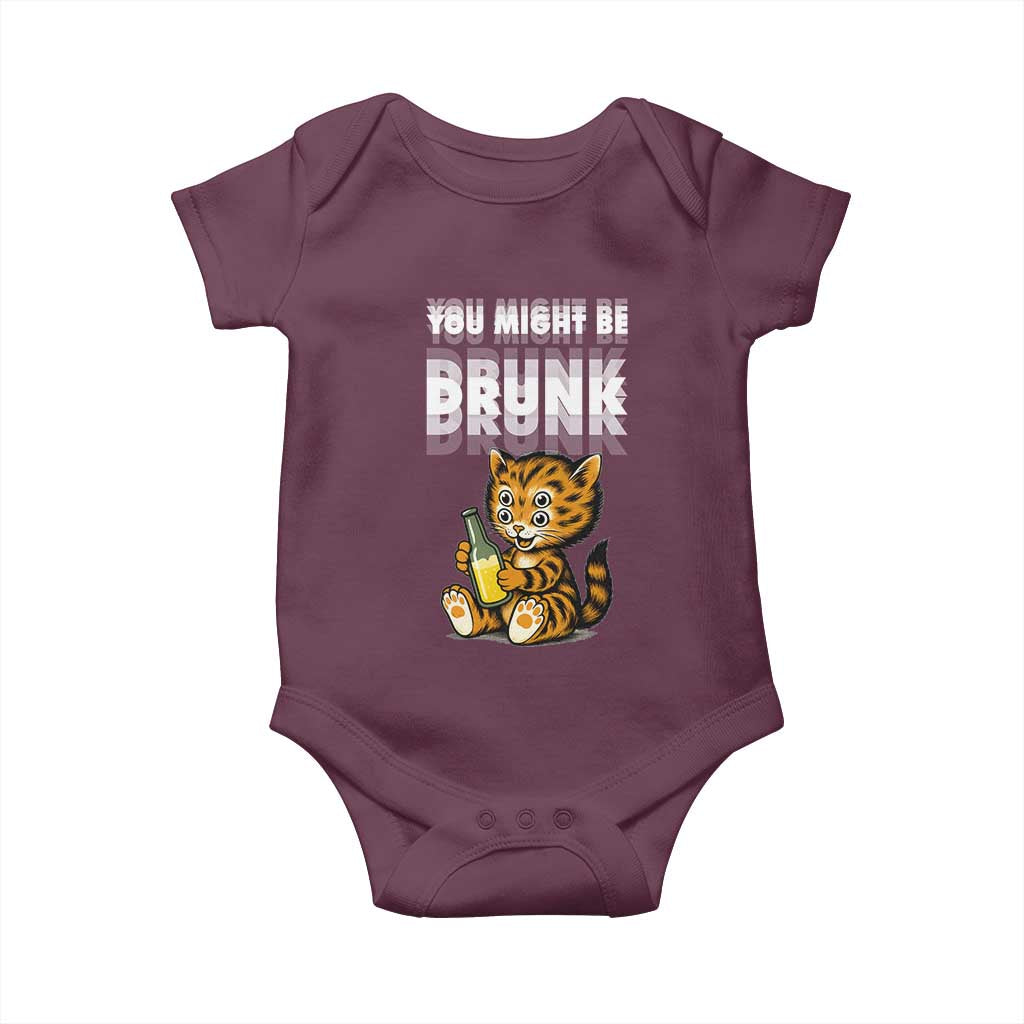 Funny Cat Drinking Beer Baby Onesie You Might Be Drunk - Wonder Print Shop