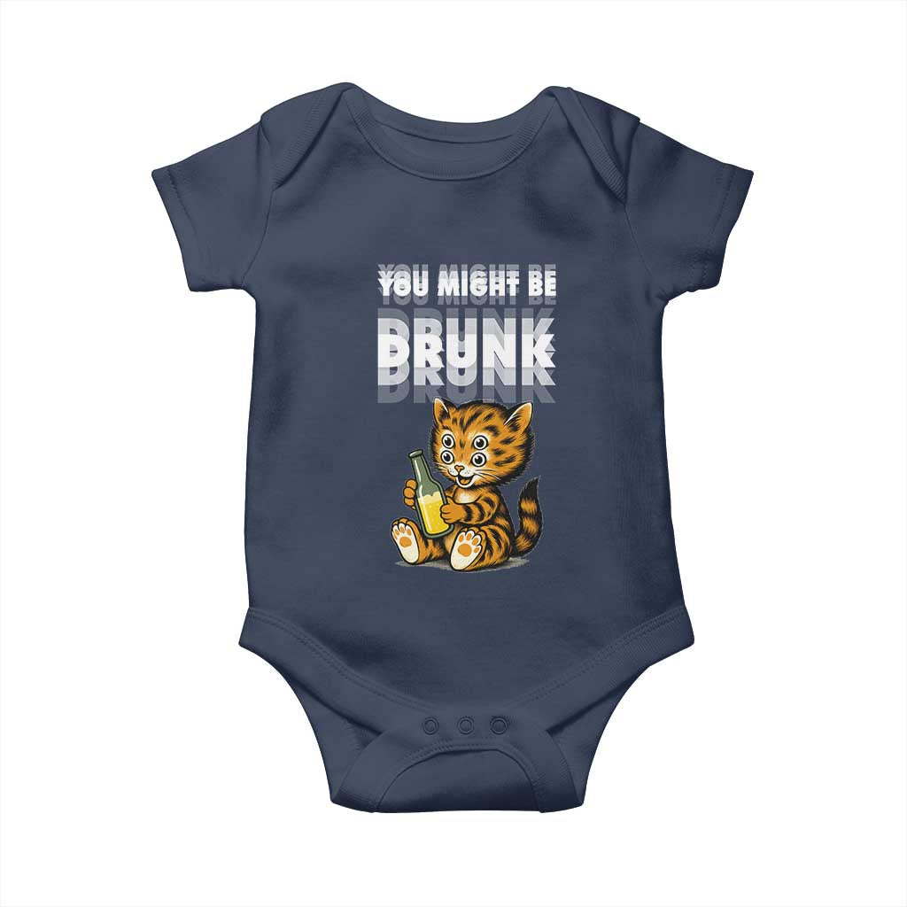 Funny Cat Drinking Beer Baby Onesie You Might Be Drunk - Wonder Print Shop