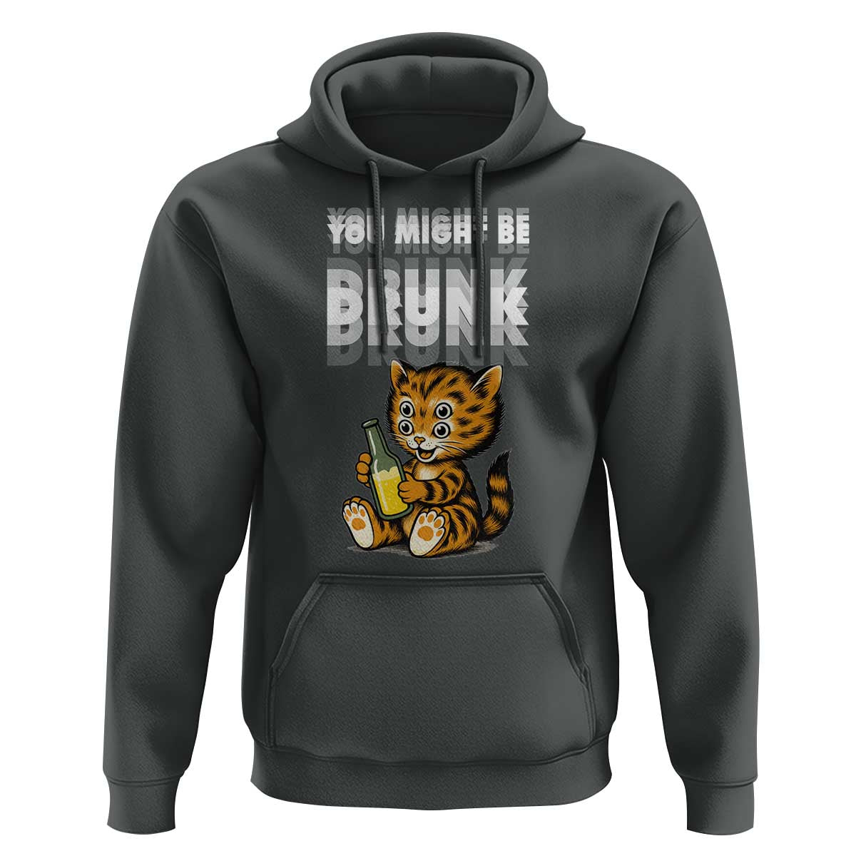 Funny Cat Drinking Beer Hoodie You Might Be Drunk - Wonder Print Shop